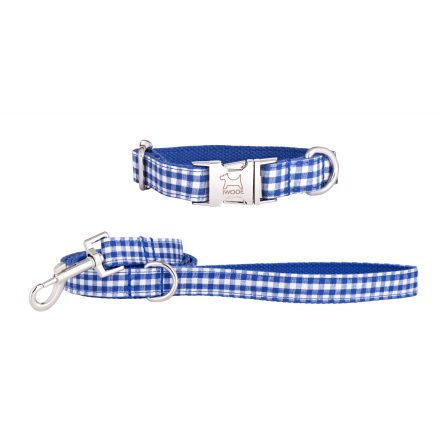 BLUE CHECK koppel &amp; halsband, Krom